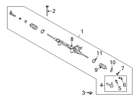 End Sub-Assembly, Steering Rack Diagram for 45503-60040