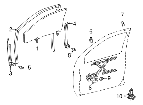 2004 Toyota Echo Front Door - Glass & Hardware Diagram