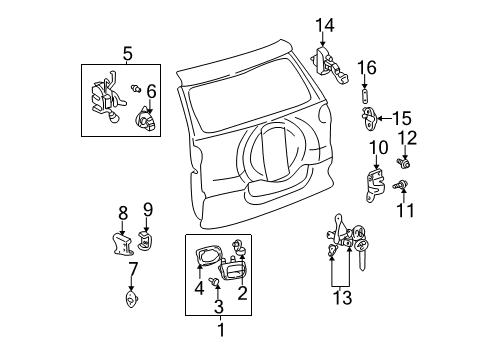 2004 Toyota RAV4 Back Door - Lock & Hardware Diagram