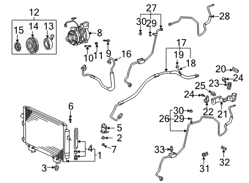 2004 Toyota RAV4 A/C Condenser, Compressor & Lines Diagram