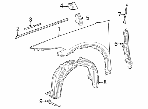 2023 Toyota Crown Fender & Components Diagram