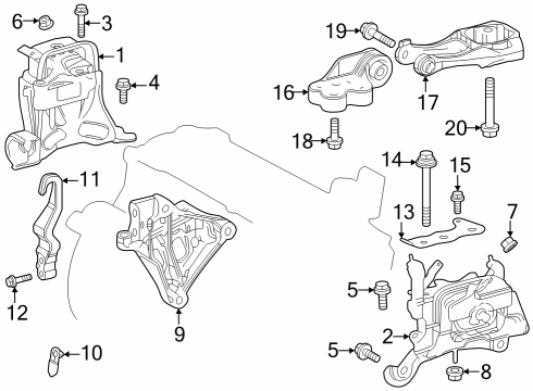 2023 Toyota Prius AWD-e Engine & Trans Mounting Diagram