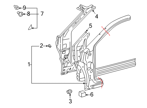 2004 Toyota Echo Hinge Pillar Diagram 1 - Thumbnail