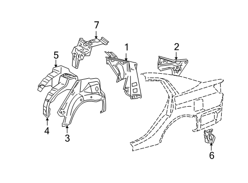 2005 Toyota Avalon Inner Structure - Quarter Panel Diagram