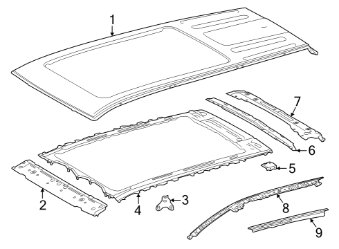 2024 Toyota Grand Highlander Roof & Components Diagram 1 - Thumbnail