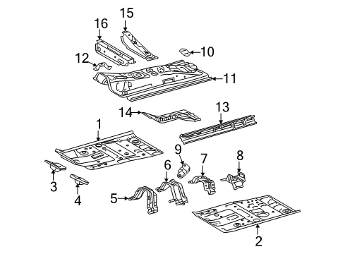 2007 Toyota Yaris Pillars, Rocker & Floor - Floor & Rails Diagram 1 - Thumbnail