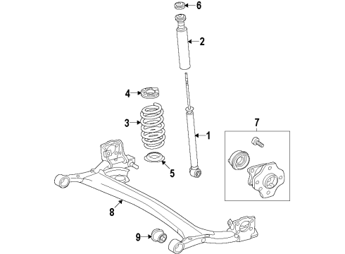 2015 Toyota Prius Rear Axle, Suspension Components Diagram