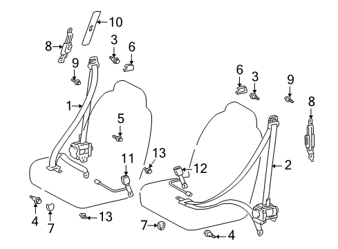 2004 Toyota Echo Front Seat Belts Diagram 2 - Thumbnail
