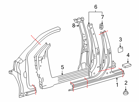 2004 Toyota Echo Center Pillar & Rocker Diagram 2 - Thumbnail