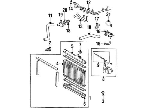 1998 Toyota Celica Radiator & Components Diagram