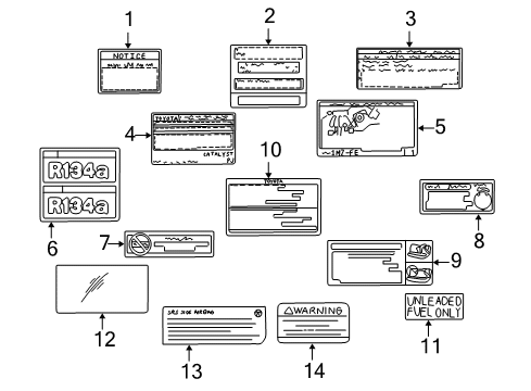 1997 Toyota Camry Information Labels Diagram