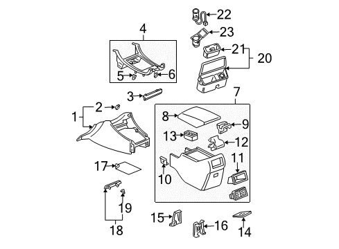 2004 Toyota Avalon Rear Console Diagram for 58910-AC091-A0