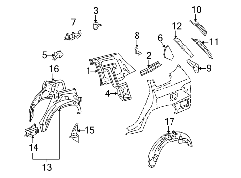 2012 Toyota Highlander Inner Structure - Quarter Panel Diagram 1 - Thumbnail