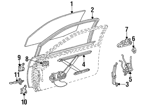 1991 Toyota Tercel Run Channel, Front Driver Side Diagram for 67404-16100