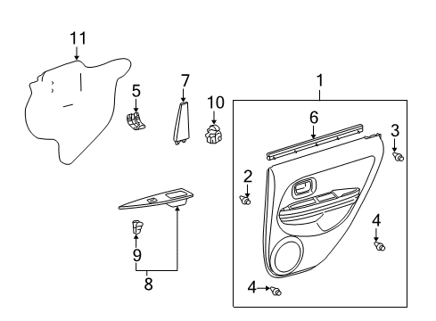 2006 Scion xA Interior Trim - Rear Door Diagram