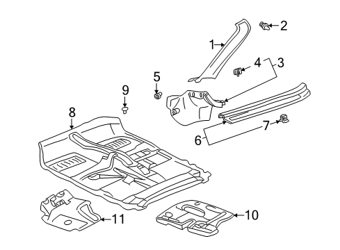 2001 Toyota MR2 Spyder Protector Lower Clip Diagram for 90467-09169-C0