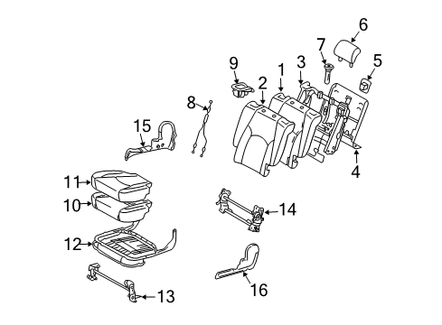 2007 Toyota Highlander Second Row Seats Diagram 2 - Thumbnail
