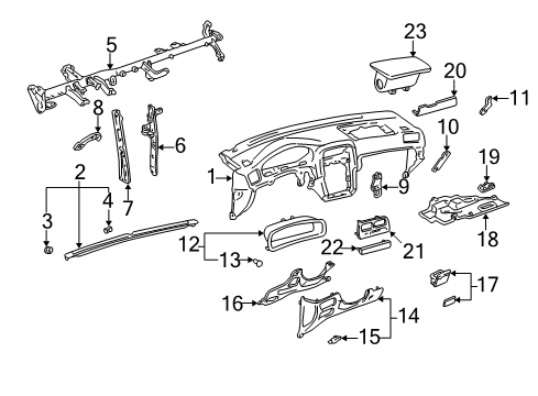 Spring, Instrument Panel Box Diagram for 55444-33030