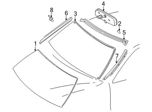1997 Toyota Camry Windshield Glass, Reveal Moldings Diagram