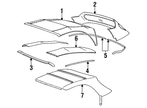 1993 Toyota Celica Convertible Top Retainer Diagram for 02239-86102