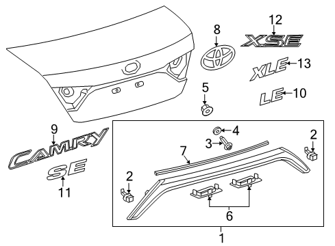 2017 Toyota Camry Exterior Trim - Trunk Lid Diagram 2 - Thumbnail