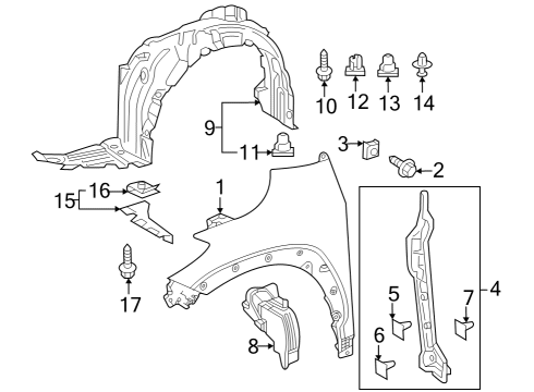 2022 Toyota Corolla Cross Fender & Components Diagram