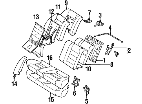 1994 Toyota Corolla Rear Seat Components Diagram 1 - Thumbnail