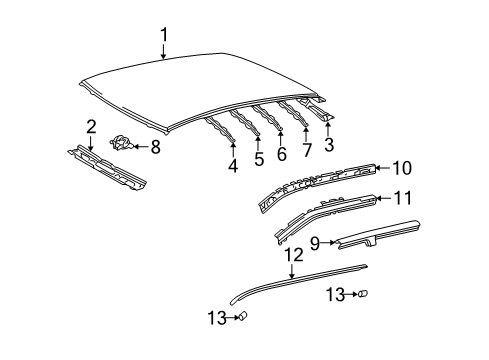 2006 Scion xA Roof & Components, Exterior Trim Diagram