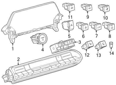 2023 Toyota Prius AWD-e A/C & Heater Control Units Diagram