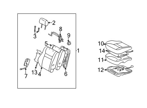 2002 Toyota Camry Front Seat Components Diagram