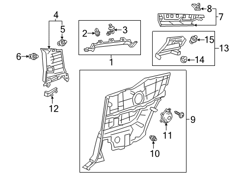 Clip, Front Pillar Garnish Diagram for 62217-11010