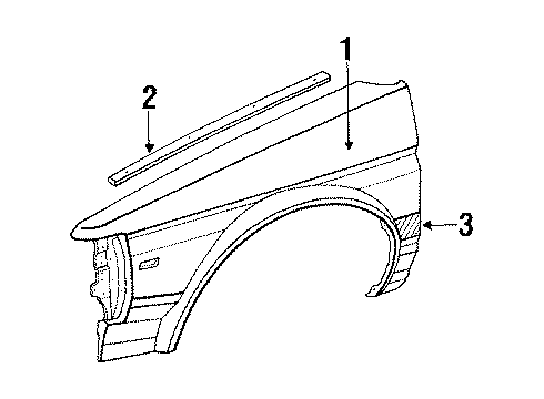 1989 Toyota Tercel Fender, Front Driver Side Diagram for 53802-16081