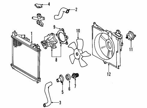 2003 Toyota Echo Fan Blade, Driver Side Diagram for 16361-23050
