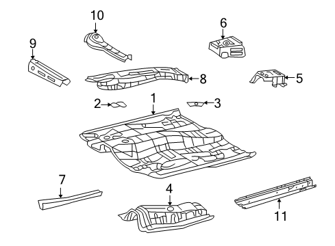 2009 Toyota Matrix Pillars, Rocker & Floor - Floor & Rails Diagram 1 - Thumbnail