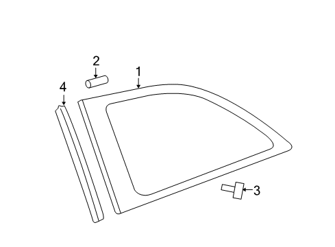 2012 Toyota Yaris Quarter Panel - Glass & Hardware Diagram
