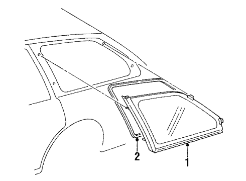1993 Toyota Corolla Quarter Panel - Glass & Hardware Diagram