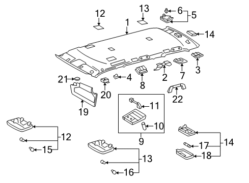 2012 Toyota Sequoia Interior Trim - Roof Diagram 3 - Thumbnail