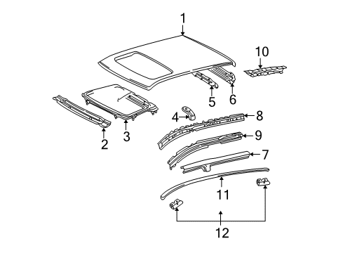 2008 Toyota Corolla Roof & Components, Exterior Trim, Body Diagram 2 - Thumbnail