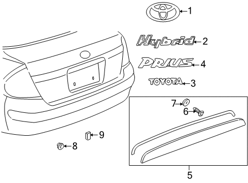 2002 Toyota Prius Exterior Trim - Trunk Lid Diagram