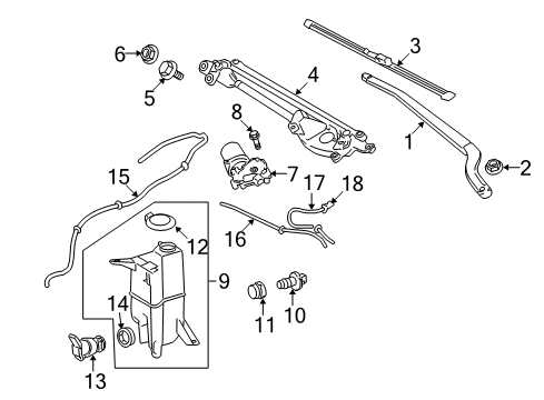 2013 Toyota Tundra Wiper & Washer Components Diagram