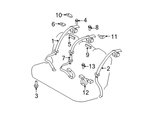 2012 Toyota Yaris Rear Seat Belts Diagram 3 - Thumbnail