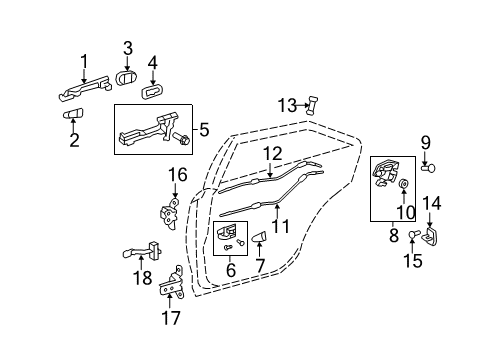 2008 Toyota Camry Rear Door - Lock & Hardware Diagram 2 - Thumbnail