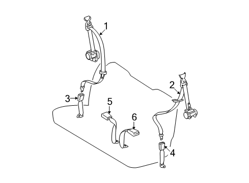 2004 Toyota Highlander Third Row Seat Belts Diagram