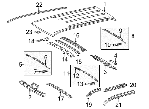 2008 Toyota Sequoia Roof & Components, Exterior Trim, Body Diagram 2 - Thumbnail