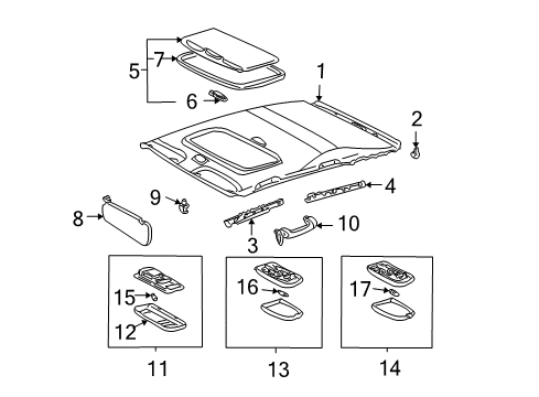2008 Toyota Matrix Sunvisor, Passenger Side Diagram for 74310-02C40-B0