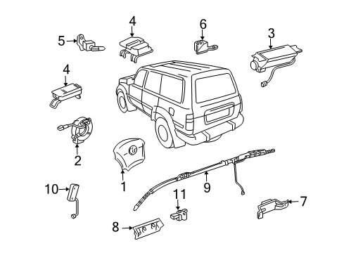 2005 Toyota Land Cruiser Air Bag Components Diagram