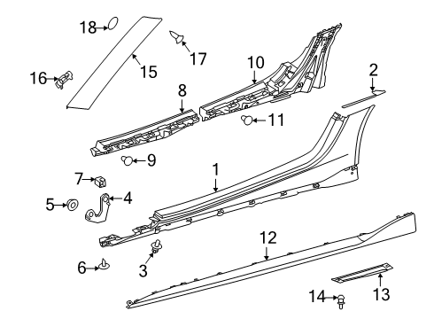 2024 Toyota GR Supra Exterior Trim - Pillars Diagram