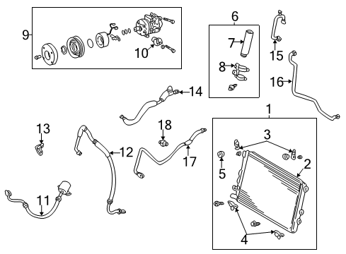 2005 Toyota Sequoia A/C Condenser, Compressor & Lines Diagram