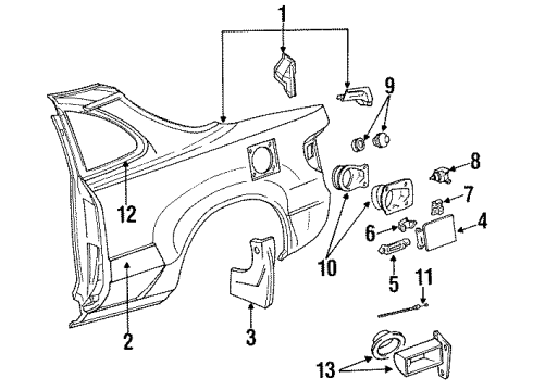 1990 Toyota Celica Quarter Panel & Components Diagram 1 - Thumbnail
