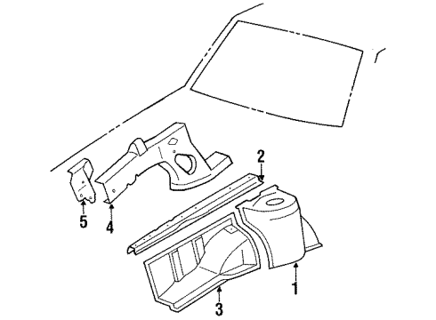 1988 Toyota Corolla Strut Tower, Passenger Side Diagram for 53607-02010